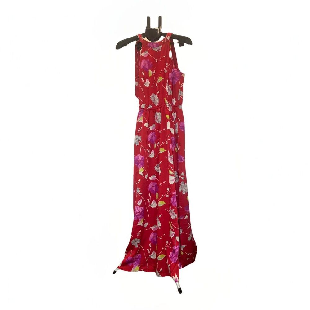 new Banana Republic XS small Red Floral Halter Tie-Neck Maxi Dress Boho - Picture 2 of 13